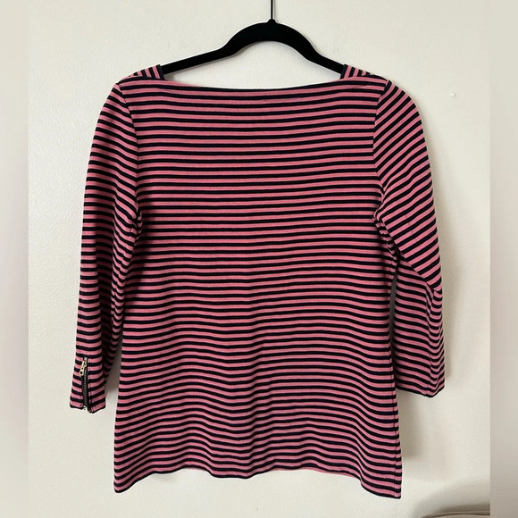 Small Talbots Pink and Navy 3/4 Sleeve Blouse - Picture 1 of 4